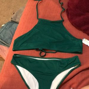 Cute green high neck bikini